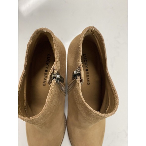 Lucky Brand Women’s size 9M Yakeena Tan Suede Leather Ankle Wedge Boots - Picture 14 of 16